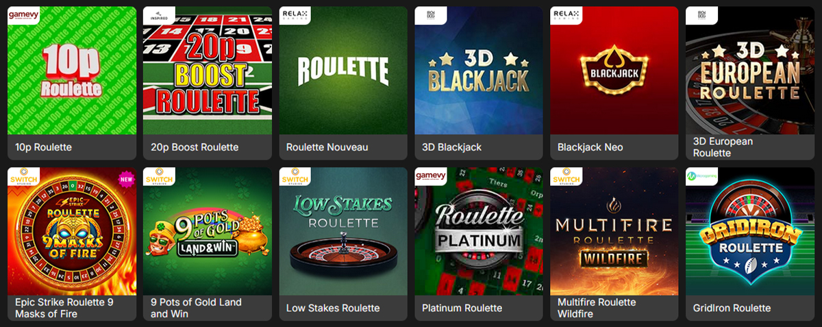 The SpinYoo Roulette, Blackjack & Other Table Games
